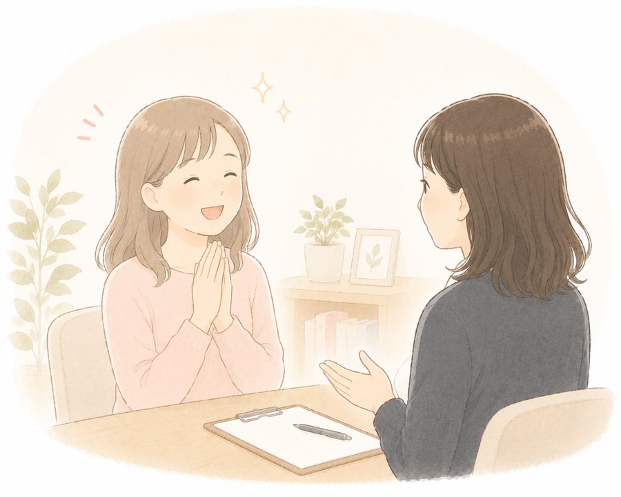 カウンセリングで気持ちが軽くなった様子のイラスト