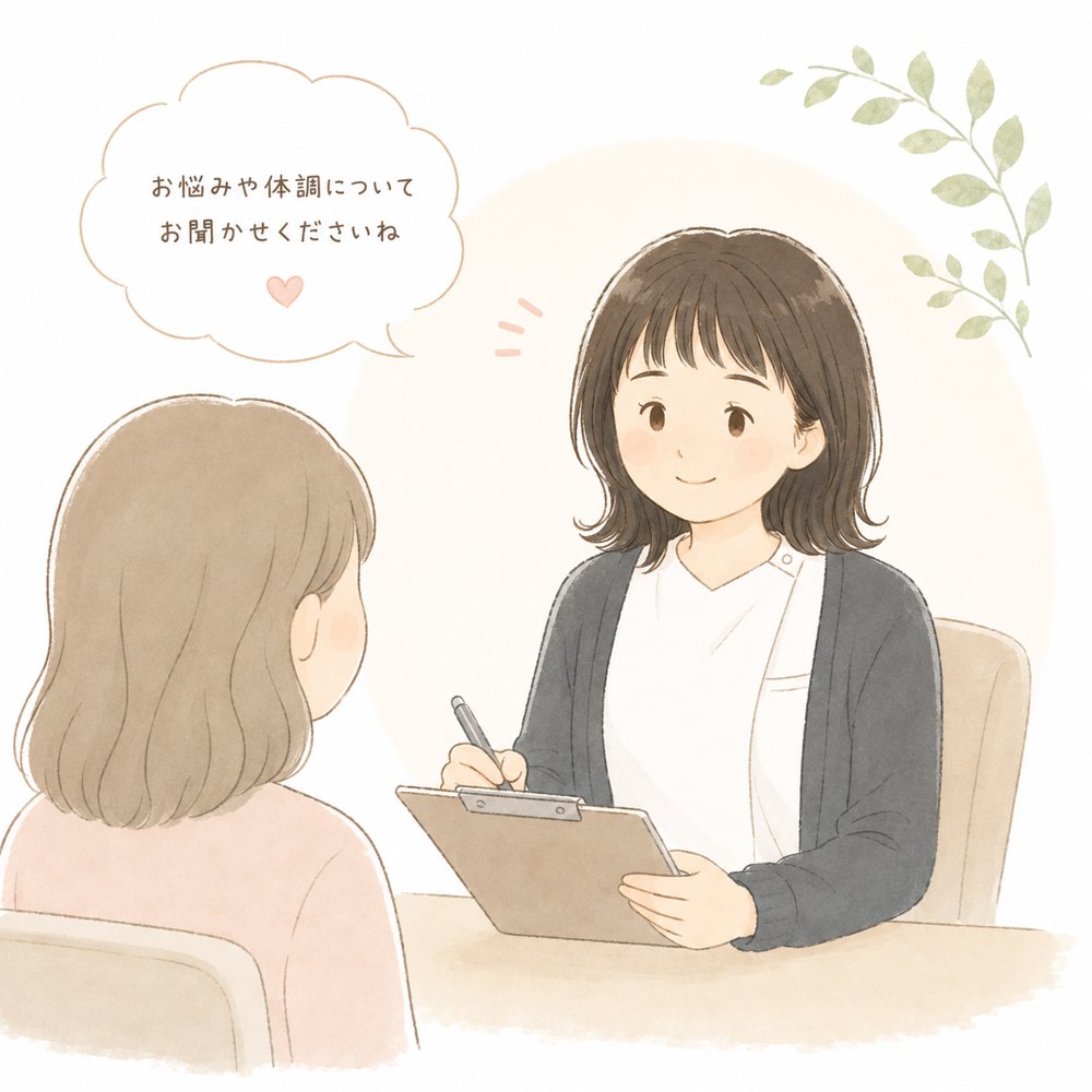 後藤がやさしく問診しているイラスト