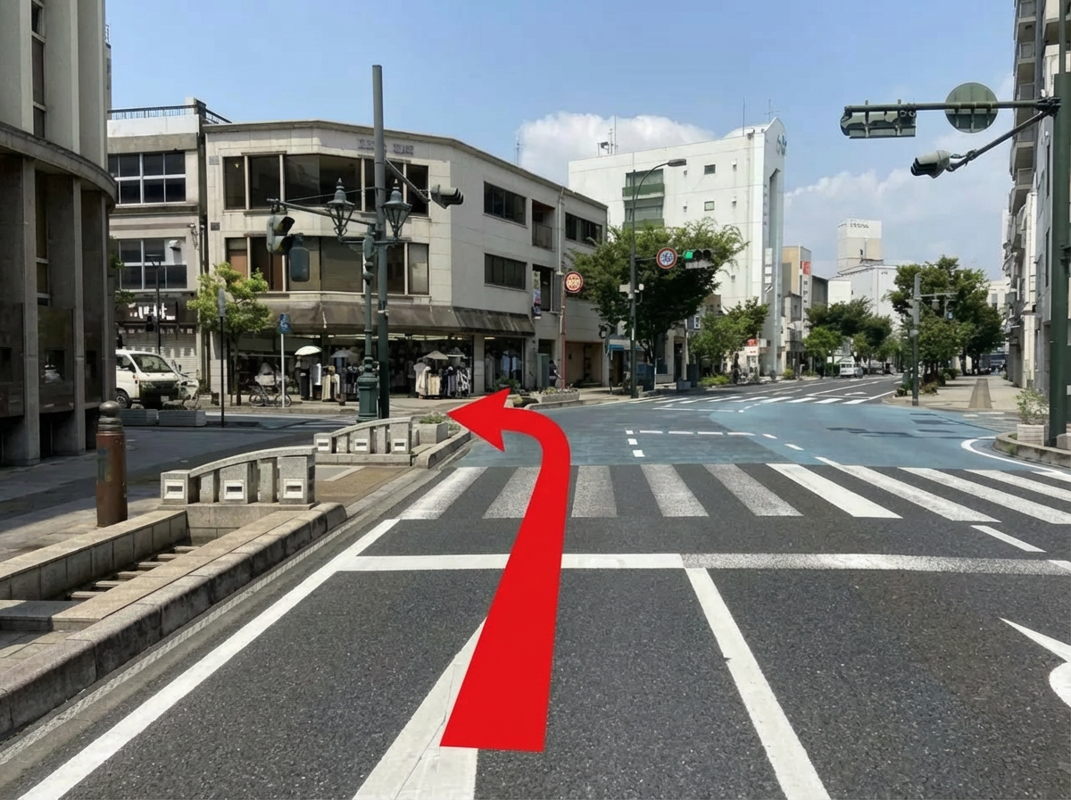 船町北交差点 - 宝石屋さんが目印